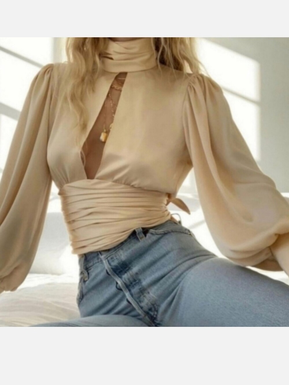 ORSEUND IRIS NIGHT OUT BLOUSE TOP IN CHAMPAGNE